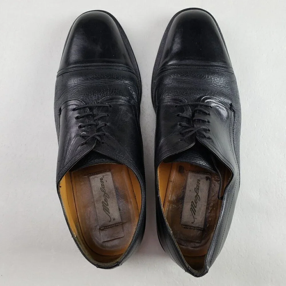 Mezlan Cap Toe Oxford Shoe Mens 8.5 Black Leather Lace Up Dress Made in Spain